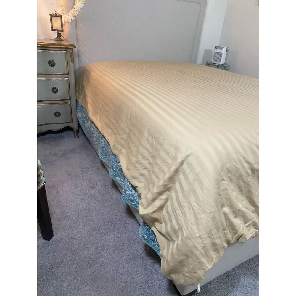 Charter Club Striped Sateen Duvet Cover in Light Beige